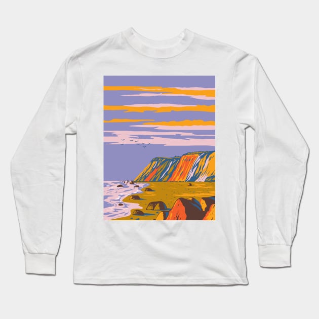 Gay Head Cliffs on Martha's Vineyard Cape Cod in Massachusetts USA WPA Art Poster Long Sleeve T-Shirt by retrovectors